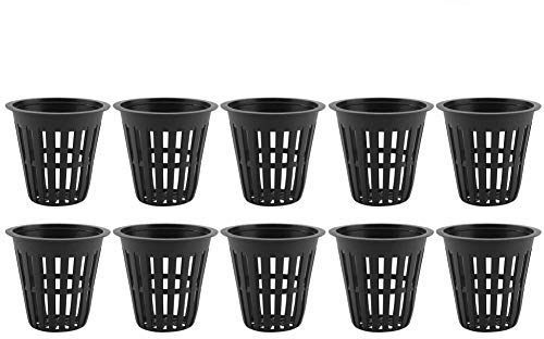 Haofy 10 Stück Kunststoff-Hydroponikkorb, Hochleistungs-Schlitznetz-Pflanznetzbecher, breite Lippenpflanznetz-Töpfe, Pflanzennetz für das Pflanzen von Gartenbalkonen[schwarz]