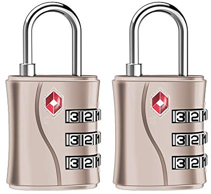 ZHEGE TSA Kofferschlösser, Gepäckschlösser, 3 Stellige Vorhängeschlösser Zahlen für Rreisekoffer, Tasche, Rucksäcke, Kleines Zahlenschlösser Spind für Mädchen (2 Stücke, Roségold)