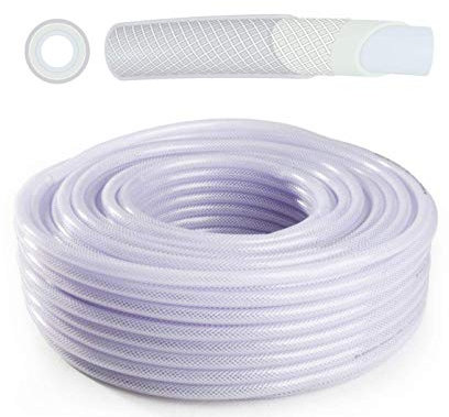 10 m of 8 mm PVC Tube Clear Reinforced Braided Plastic Hose/Pipe - Food Grade - Fish Pond Car