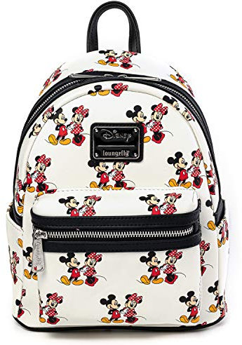 Loungefly Disney Mickey and Minnie Mouse AOP Womens Double Strap Shoulder Bag Purse