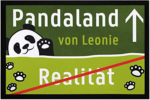 SpecialMe® Fußmatte Kinderzimmer personalisiert Panda-Land von und eigener Name Türvorleger Kind rutschfest & waschbar weiß 60x40cm