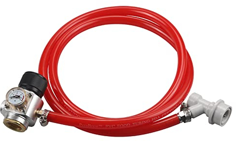 PERA Soda CO2 Mini-Gasregler TR21.4 inkl. roter Gasleitung, Kugelschloss, Gasabscheider für Soda-Tank Corny Keg Spender