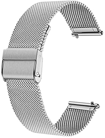 Correa de Reloj Metal, Correa de Reloj para Hombres y Mujeres para Reloj Inteligente y Reloj Tradicional, 20 mm Plateado