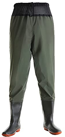 Yajun Trampolieri da Pesca All'aperto Pantaloni da Uomo in PVC Stivali Impermeabili Abbigliamento Traspirante Leggero e Durevole Waders,Green,EU37/US6
