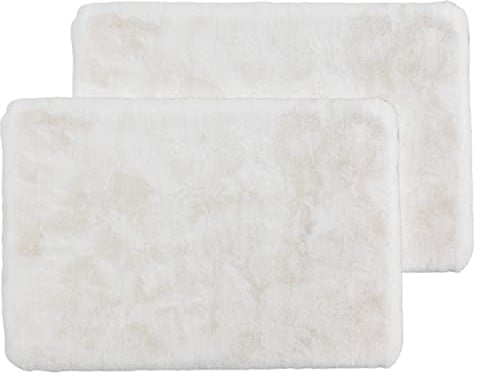 Schöner Wohnen Kollektion Badezimmerteppich 67x110 cm 2er Set – sehr Flauschige Badematte weiß – Deko Badezimmer Matte waschbar und rutschfest