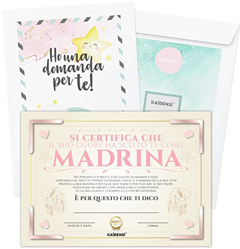 KAÏDENSÏ Idea de regalo bautizo madrina – Quieres ser mi madrina – Certificado personalizable original