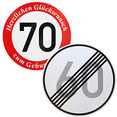 Original 2 x Verkehrsschild Nr. 278-60 Ende 60 km/h und Nr. 274-70 70 km/h Verkehrszeichen Schilder Geburtstagsschild Straßenschild zum 50 Geburtstag