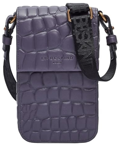 LEA WAXY CROCO Mobile Pouch Taro Light