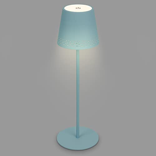 BRILONER - LED Tischlampe kabellos mit Touch, dimmbar in Stufen, höhenverstellbar, Nachttischlampe, Leselampe, LED Lampe, Campinglampe, Tischleuchte, Akku Lampe, Outdoorlampe, 38x12 cm, Taubenblau