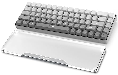 MAMBASNAKE Keyboard Wrist Rest for 68 Keys Compact 65% Keyboard - CNC Acrylic Keyboard Hand Support Palm Rest with Aluminum Logo - Anti-Slip Rubber Feet - for Office/Gaming/Typing/Laptop - Silver