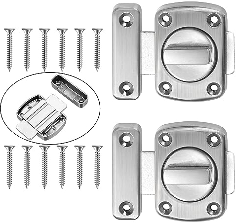 Aatpuss 2 Schieberiegel, Schieberiegel Edelstahl, Türriegel Innen Einbruchschutz, Gebürsteter Riegel, Drehriegelriegel, Geeignet Für Alle Arten Von Türen 2er-Pack (Silber)