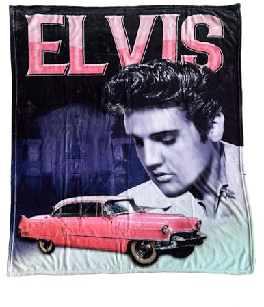 Midsouth Products Elvis Presley Überwurfdecke mit rosa Caddy, 127 x 152,4 cm
