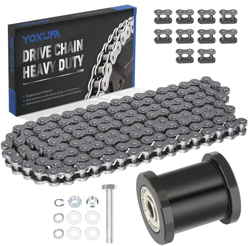 YOXUFA 35 Chain for Mini Bike Coleman CT100U CC100X Baja Doodle Bug DB30 Motovox MBX10 MBX11 Mega Moto MM-B80 105cc Predator 79cc 97cc 100cc Engine Parts with Mini Bike Chain Tensioner (140 Links)