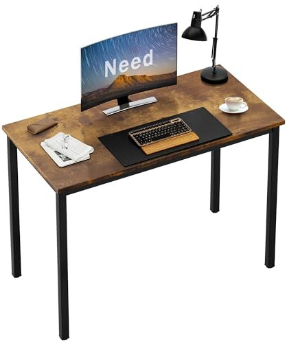 Need Kleiner Computertisch, 80 x 40 cm, robuster Schreibtisch für kleine Räume, Arbeitszimmer, Laptop-Schreibtisch, rustikales Braun und Schwarz