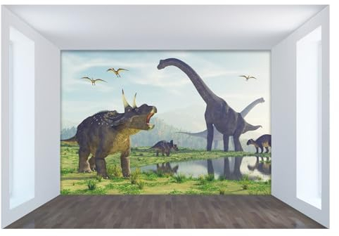 Honony Anpassen 3D Tapete Wandbilder Cartoon Dinosaurier Kinder Tapete Fantasie Tiere Große Tapete Wandbilder Für Wände Wohnzimmer, Schlafzimmer Dekoration 300x210cm