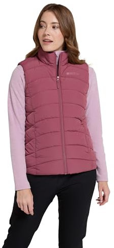 Mountain Warehouse Opal Womens Padded Gilet - Lightweight Body Warmer, Water Resistant Sleeveless Jacket with Front Pockets - Light Rain, Autumn, Winter Pink Women's Size 8
