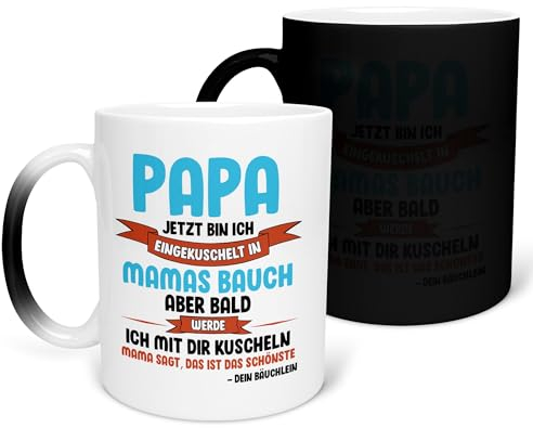 22Feels Farbwechsel Zauber-Tasse - Du Wirst Papa Schwangerschaft Geschenk Männer, Werdender Vater Gratulation, Vatertag Geburtstag Weihnachten, Bald Dad To Be, Hallo von Baby