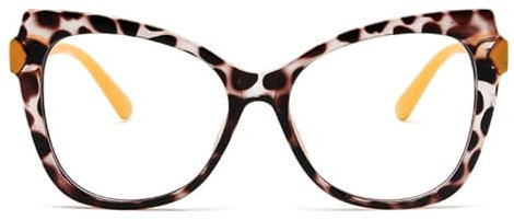 AOOLIA Katzenauge Lesebrillen Feder Scharnier Brille (Gelb/Leopard, 1, x)