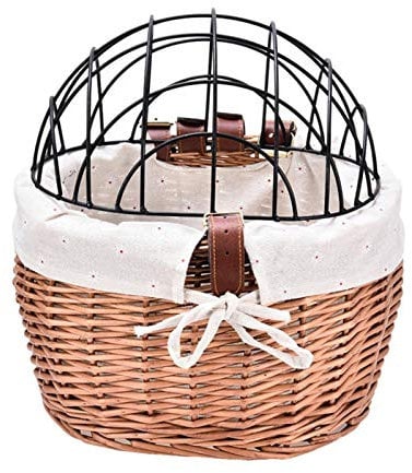 Basket, Willow Front Woven Basket, Detachable Dog Carrier With Wire Mesh, Cat Basket, Detachable Pet Carrier, Pet Carrier Front Basket For Dogs, Puppies And Cats