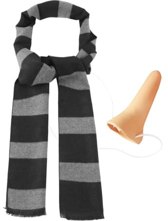 ATAYOU 2 Pcs Herren Halloween Cosply Kostüm Zubehör- Schwarz und Grau Schal mit Nase