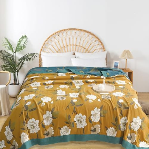 Shesyuki Boho-Überwurfdecke für Bett, 100 % reine Baumwolle, ultraweich, rustikale Steppdecke, Bauernhaus-Dekor, Bettdecken, ganzjährig, rustikaler Überwurf für Sofa, Couch, Stuhl (152,4 x 203,3 cm,