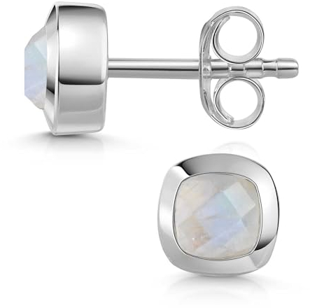 Materia Ohrstecker Silber 925 mit weißem Stein - Mondstein Ohrringe Damen SO-340-Mondstein