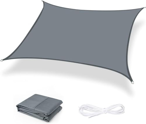 Kebinmaoyi Sonnensegel, Wasserdicht, PES-Polyester, 98% UV-Schutz, Markisenüberdachung, Sonnensegel mit kostenlosem Seil für den Außenbereich,Garten,Terrasse,Hof,Party,Grau,1.5x2m