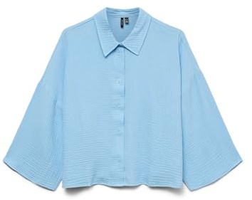 VERO MODA Women's Vmnatali Crop Shirt WVN Ga Noos, Airy Blue, S