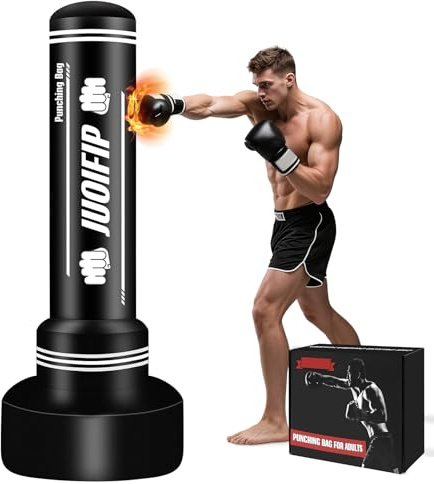 JUOIFIP Boxsack Gefüllt Hängend Set, Boxsack Kinder 60 cm, Microfiber Leder Schwere Tasche für das Training Kickboxen Fitness MMA Grappling Muay Thai