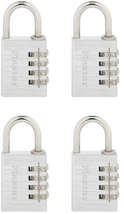 Master Lock Set Your Own 643EC4 Lot de 4 cadenas à combinaison, argenté