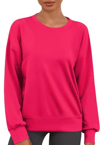 Sweatshirt Femme Sweatshirt Femme Pull Col Rond Femme Pull pour Femme Ronde Sweat Femme Coton Imprimé Sweat Femme sans Capuche Grande Taille Sweat Femme sans Capuche Chaud Rose XL