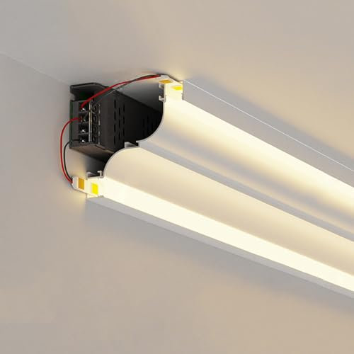 Moulure Plafond LED éclairage Indirect, Profilé de Plafond en Corniche Lumineuse - Corniche Plafond Plinthe Alliage D'aluminium Facile à Installer,Warm Light,1m(39.37in) A