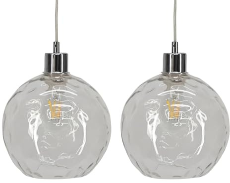 Set of 2 Barnum - Clear Dimpled Glass Easy Fit Pendant Shades