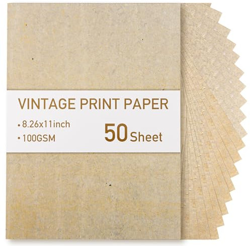 50 Sheets Vintage Paper, A4 Parchment & Certificate Paper 100GSM for Printer, Papyrus & Handmade Craft Writing