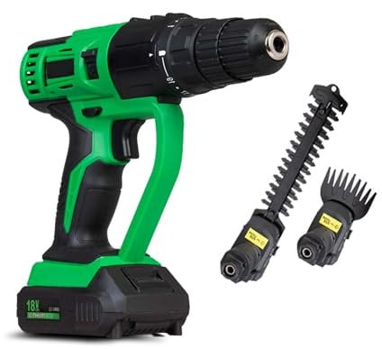 Hammersmith MultiTool mit Heckentrimmeraufsatz - Akku Multifunktions-Werkzeug - 18V Oszillationswerkzeug zum Bohren, Schrauben, Schneiden, Schleifen, Schaben – inkl. Bit Set und Schleifpads