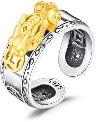 YueYuan Wikinger Ring 925 Sterling Silber für Herren | Rabe, Adler, Hamsa, keltischer Knoten, Berg oder Pixiu als Variante zu Geburtstag und Weihnachten