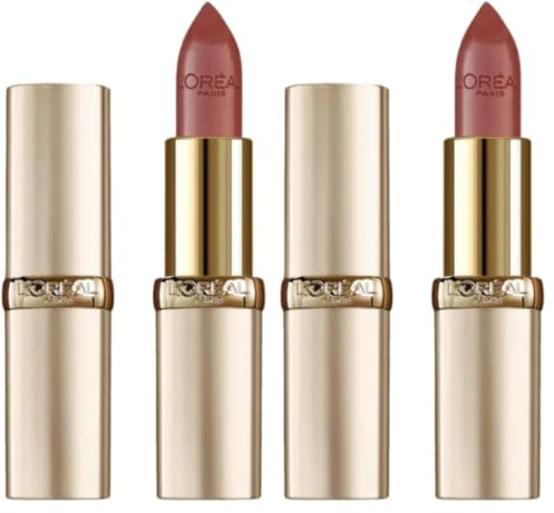 L'Oréal Paris Pflegender Lippenstift mit Satin Finish, Argan-Öl und Vitamin E, Color Riche Satin, Nr. 214 Plum, 1 x 4,3 g (Packung mit 2)