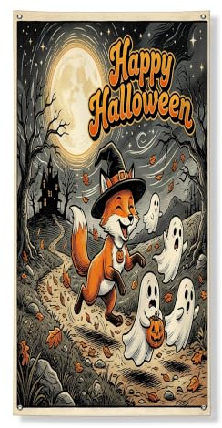 Cartel decorativo para puerta de Halloween, 36 x 72 pulgadas, divertidos fantasmas para colgar en la puerta delantera, suministros de fondo para porche de otoño para interiores y exteriores