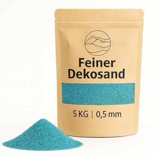 Deko-Sand türkis 5 kg - Feine Dekosteine für Vasen, Gläser, Tischdeko & Floristik