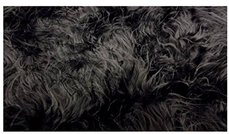 Fabrics-City Extrem Lang Zottelfell ~Mongolischer Pelzstoff Stoff Stoffe, 2979 (Schwarz)