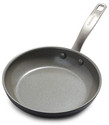 GreenPan Chatham - Sartén antiadherente de cerámica saludable anodizada dura, 8 pulgadas, sin PFAS, apta para lavavajillas, apta para horno, color gris