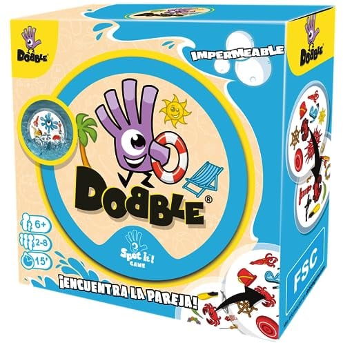 Zygomatic | Dobble Impermeable | Juego de Mesa Divertido para Adultos y Niños | Juega en la Piscina y Playa | A Partir de 7 Años | De 2 a 8 Jugadores | 15 Minutos por Partida | En Español y Portugués