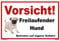 Kleberio® Warn Schild Mops 30 x 20 cm - Vorsicht! Freilaufender Hund Betreten auf eigene Gefahr - stabile Aluminiumverbundplatte
