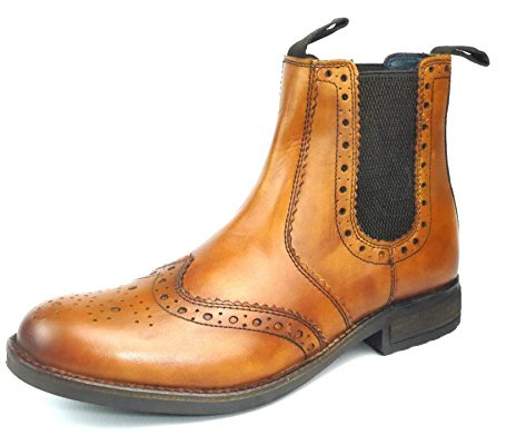 Frank James Chepstow Mens Brogue Chelsea Dealer Boots Tan or Bordo Cleated Sole