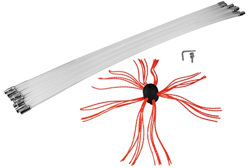 FORAVER Chimney Sweeping Brush Rotary 26FT/8M Chimney Brush Rod Kit 8 Rods Professional Fittings Stainless with Nylon Flexible Rods