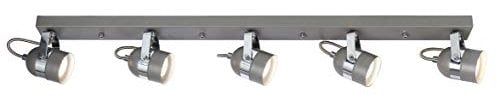 UKEW Modern 5 Way Ceiling Spotlight - Straight Bar Long 90CM Spot Bar 50W Lights Adjustable Retro Heads - GU10 LED Fitting for Bedroom Restaurants Lounge - Grey