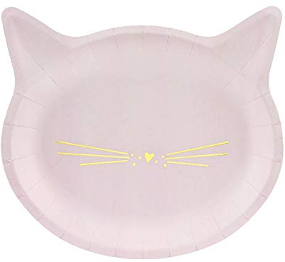 Pappteller Kätzchen 22x20cm 6er Set Partyteller Einwegteller Partygeschirr Kindergeburtstag Mädchen