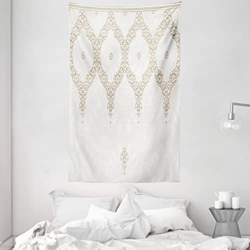 ABAKUHAUS marokkanisch Wandteppich und Tagesdecke, Eastern Element Creme aus Weiches Mikrofaser Stoff Waschbar ohne Verblassen Digitaldruck, 140 x 230 cm, Kamel Weiß