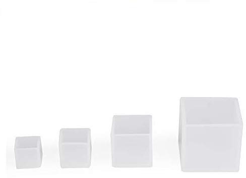 HEEPDD Moule Resine Carré, 4 Pcs Moule Resine Moulle Silicone Resine Différentes Tailles Moule Silicone Bijoux Moule Silicone Resine Cube pour Poids Savon Bougie Ornements