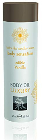 HOT SHIATSU Body Oil Luxury Vanilla. Essbares Massageöl mit anregendem, aphrodisierenden Geschmack. Mehr spass & erotik bei der Partnermassage, 75 ml
